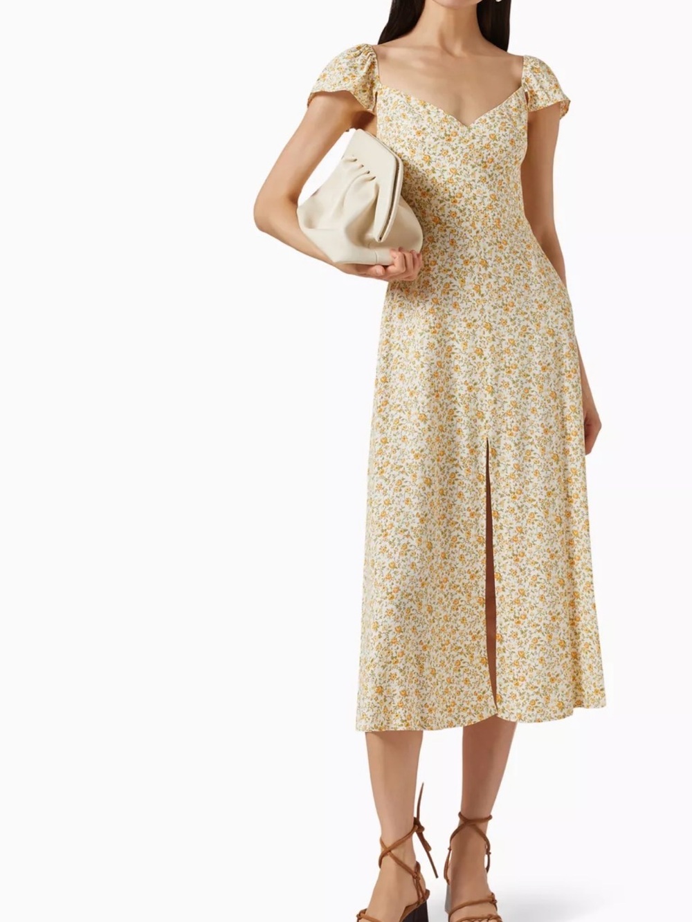 Reformation Yellow Baxley Midi Dress - size 8